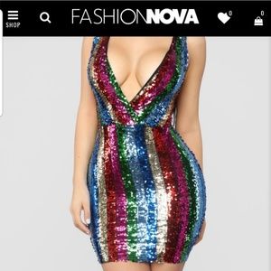 Brand New Fashion Nova Multi Color Sequin Dress